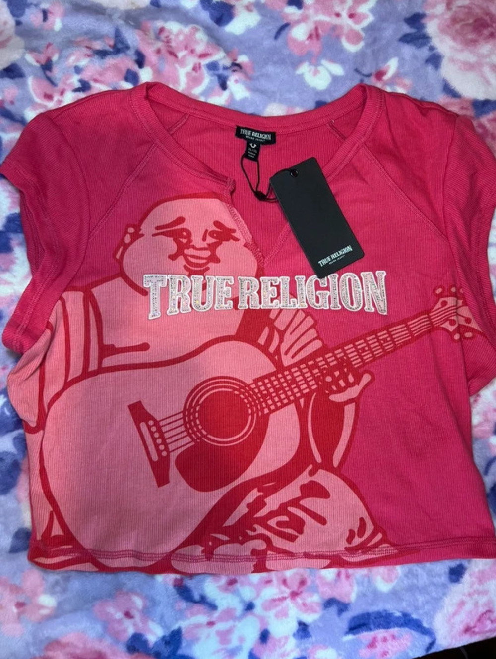 True Religion Pink Buddha Graphic Tee NWT XL